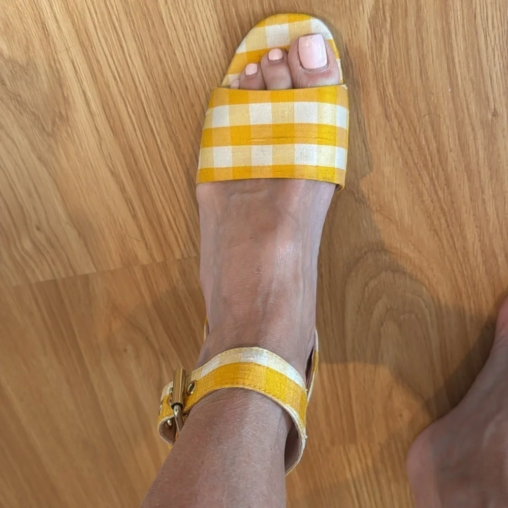 J.Crew Yellow and white Gingham Women's Sandals